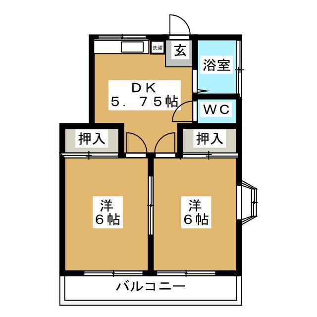 ハイム川端(2DK/1階)の間取り写真