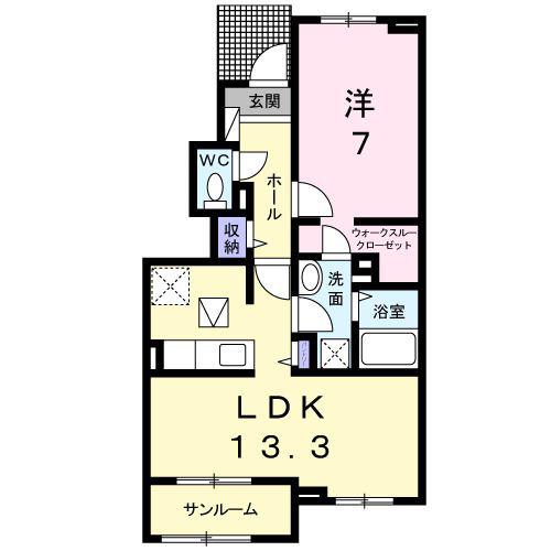 フィール(1LDK/1階)の間取り写真