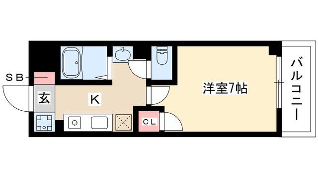 PRENDRE II(ワンルーム/2階)の間取り写真