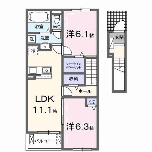 アルディエンテ・Y(2LDK/2階)の間取り写真