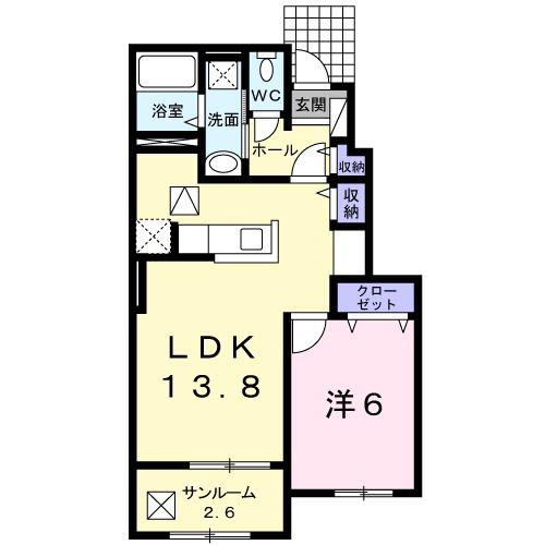 レスポアールVI(1LDK/1階)の間取り写真