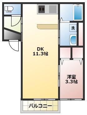 ラ・パルテール国富弐番館(1LDK/2階)の間取り写真