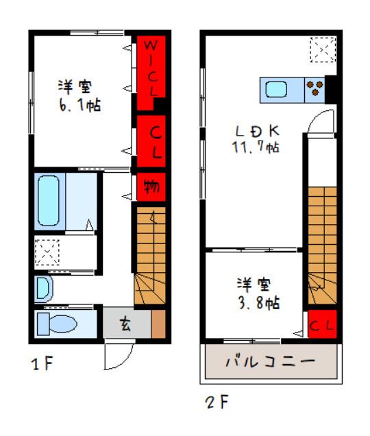 D-ROOMあいおいII(2LDK/1階)の間取り写真