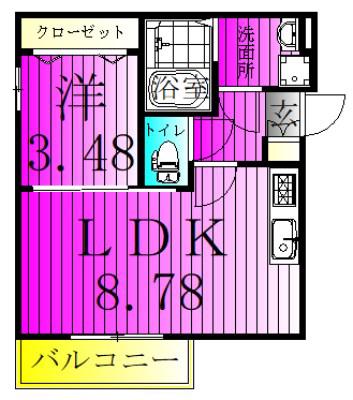 メラース(1LDK/1階)の間取り写真