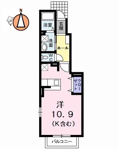 メゾンSAKAKI(ワンルーム/1階)の間取り写真