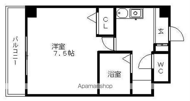 ラフィネ高峯(1K/6階)の間取り写真