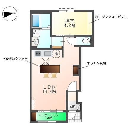 スイートモダン相生町(1LDK/1階)の間取り写真