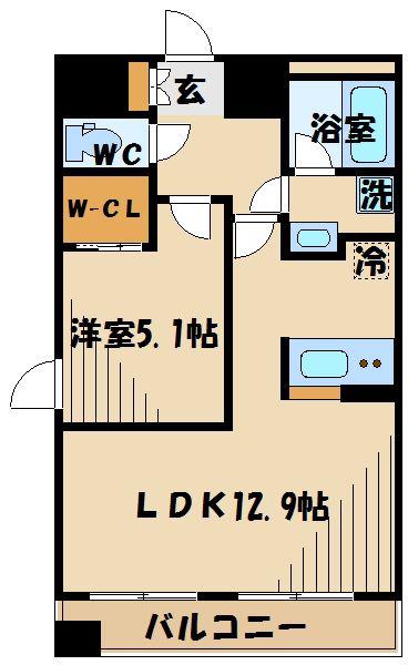 ZOOM府中(1LDK/7階)の間取り写真
