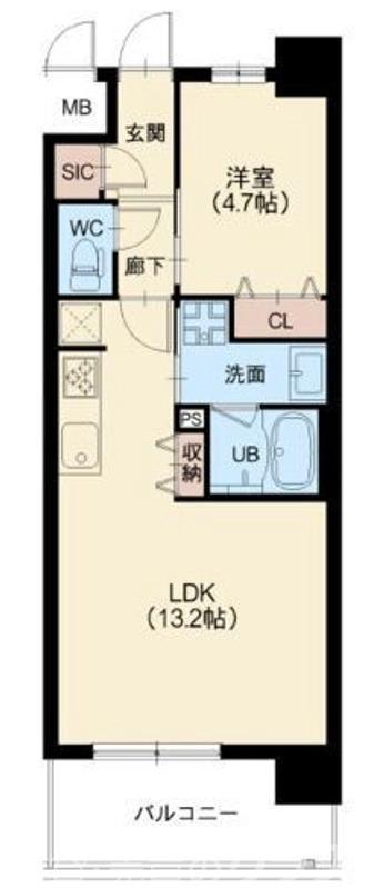 スプランディット中百舌鳥(1LDK/6階)の間取り写真