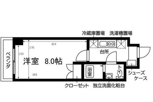 ラウレール名駅南(1K/8階)の間取り写真