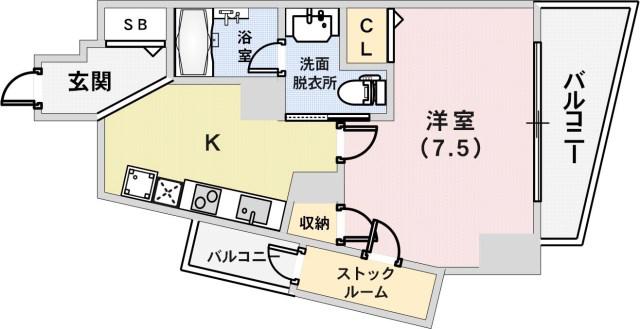 グルーブ神戸ハーバーアリーナ(1SK/4階)の間取り写真