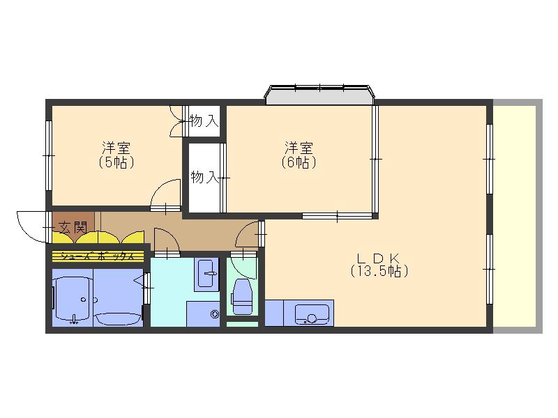 東グリーンハイツ(2LDK/1階)の間取り写真