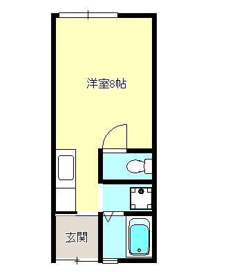 喜田ハイツ(ワンルーム/1階)の間取り写真