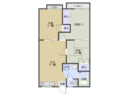 コーポフローリアC(3DK/2階)の間取り写真