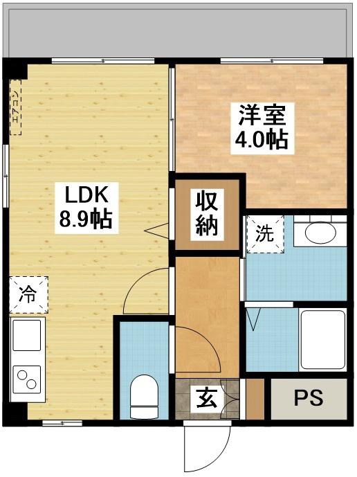 SUNNY PLACE戸町(1LDK/2階)の間取り写真