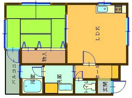 パラダイス東陵(1LDK/2階)の間取り写真