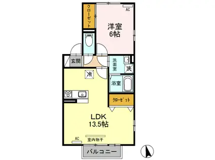 リーブワン 201(1LDK/2階)の間取り写真