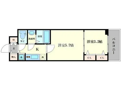 エスレジデンス日本橋QUALIER(2K/9階)の間取り写真