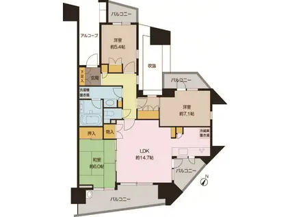 リーデンススクエアさいたま新都心クイントファース(3LDK/2階)の間取り写真