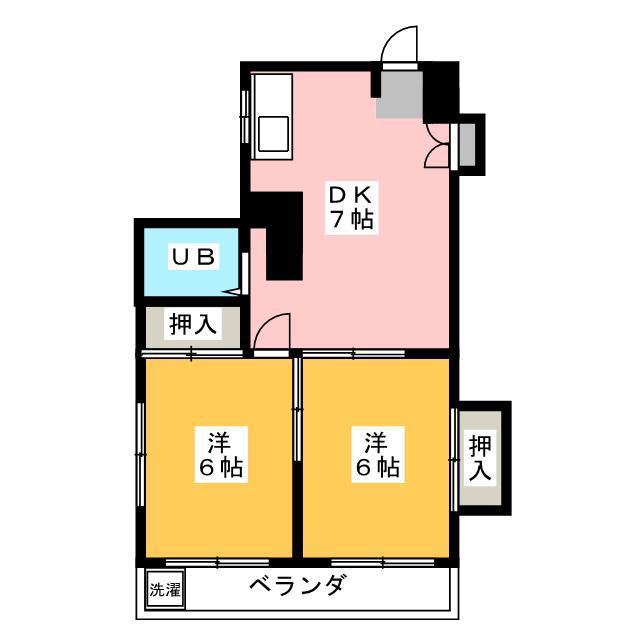 アーバンハイツ小鹿(2DK/3階)の間取り写真