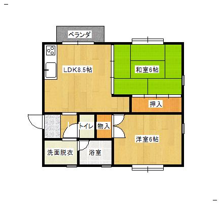 ウィズタウン(2LDK/2階)の間取り写真