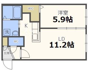 ELLE CUBE学園前(1LDK/1階)の間取り写真