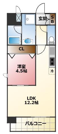 リーゾエパーネ(1LDK/6階)の間取り写真