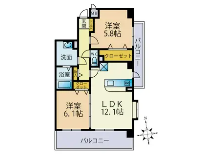 SUNFLOWER(2LDK/4階)の間取り写真