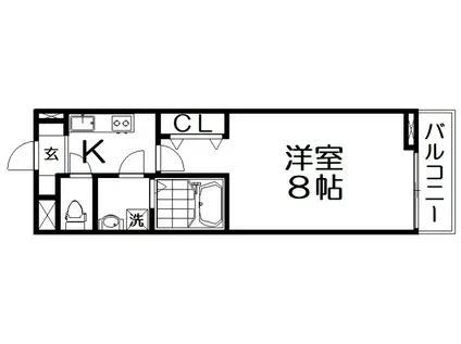ヒカルサ枚方村野高見台(1K/3階)の間取り写真