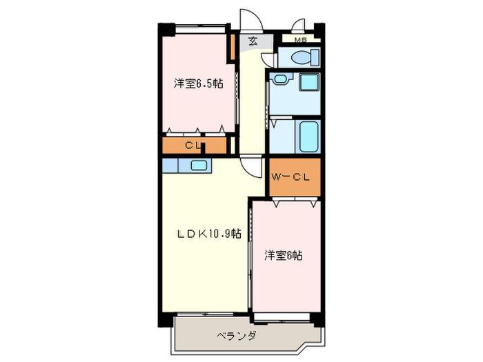 リベルタ新宮(2LDK/2階)の間取り写真