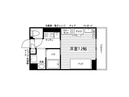 学生会館フォーシーズン(1K/2階)の間取り写真