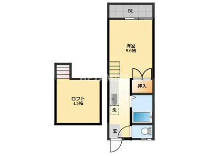 アメニティ参番館(ワンルーム/2階)の間取り写真