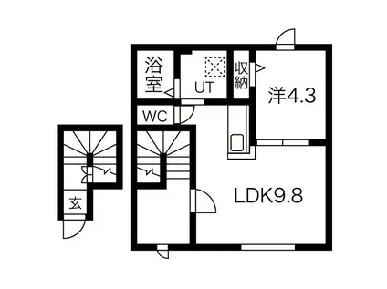 ラピスII(1LDK/2階)の間取り写真