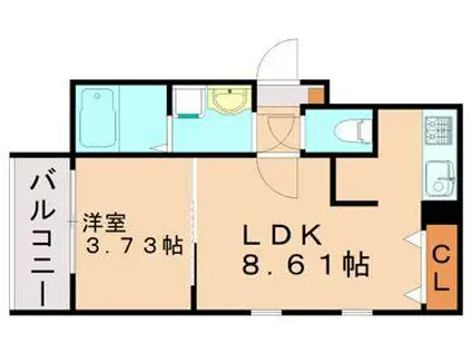 YTK KURUME(1LDK/1階)の間取り写真