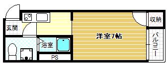 第六セイワコート(1K/2階)の間取り写真