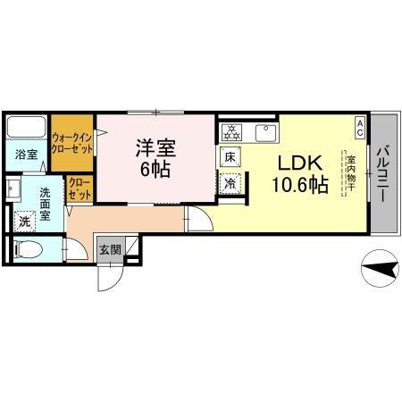 ロイヤルステージ雑賀町(1LDK/1階)の間取り写真