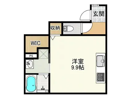 シャインラッシュII(ワンルーム/1階)の間取り写真