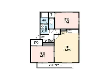 コーポラス杜(2LDK/1階)の間取り写真