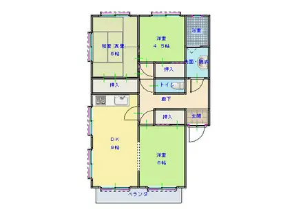 ガーデンハウスB(3LDK/1階)の間取り写真