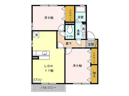 ピエルテル六番館(2LDK/2階)の間取り写真