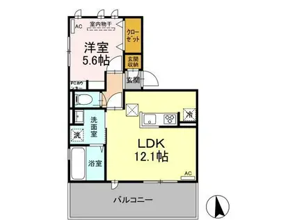 トリシアさくら(1LDK/1階)の間取り写真