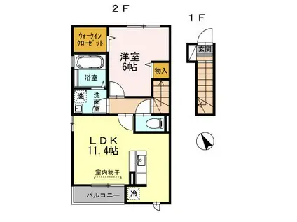 メゾンK-3(1LDK/2階)の間取り写真