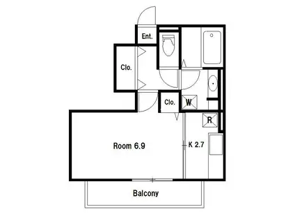 カーサデラルス(1K/1階)の間取り写真