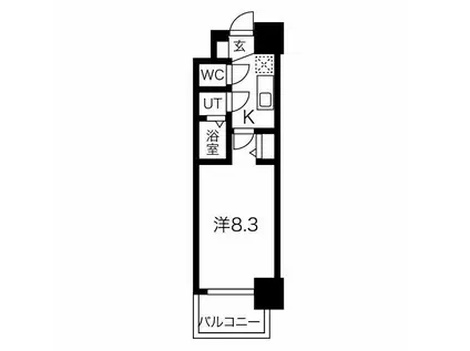 プレデコート北田辺(1K/3階)の間取り写真