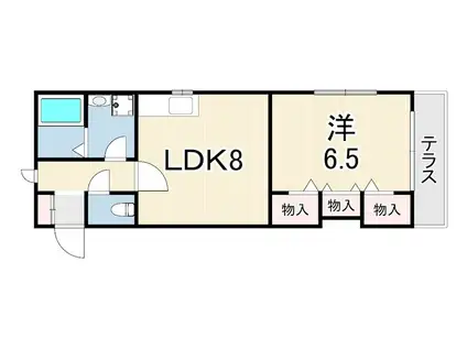 アビタシオングラシューズ(1LDK/1階)の間取り写真
