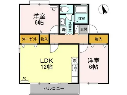 セジュールフジC(2LDK/2階)の間取り写真