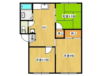 ハイツ国沢(3DK/2階)の間取り写真