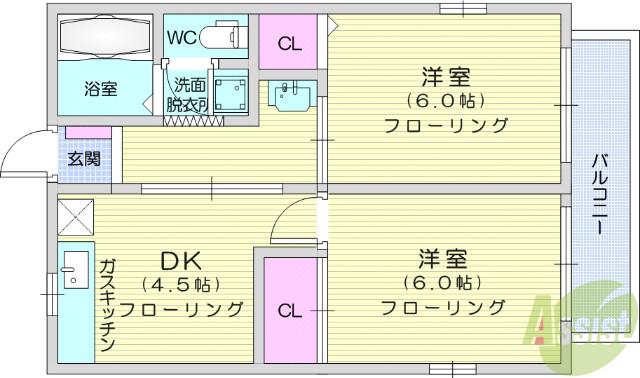 CHシリウス(2DK/1階)の間取り写真