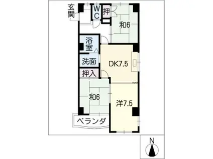 グリーンハイツ福光(3DK/1階)の間取り写真