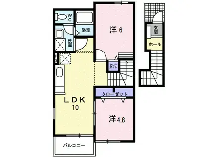 ハイグランツB(2LDK/2階)の間取り写真
